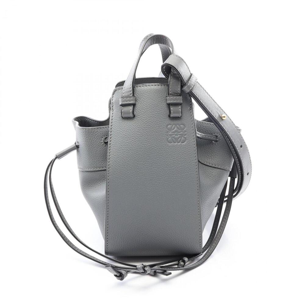 Loewe Hammock Drawstring Bag Mini 2-Way Handbag Leather Women's Gray